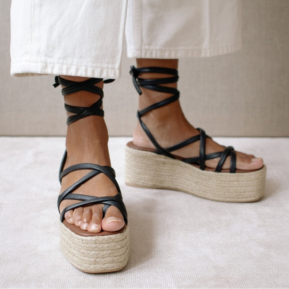 Alohas Paw Paw espadrille platform sandals; black; never been worn
